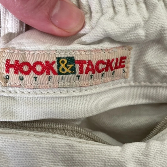 Vintage Hook & Tackle beer can utility cargo pocket khaki shorts women’s 24/ XXS - Picture 6 of 8